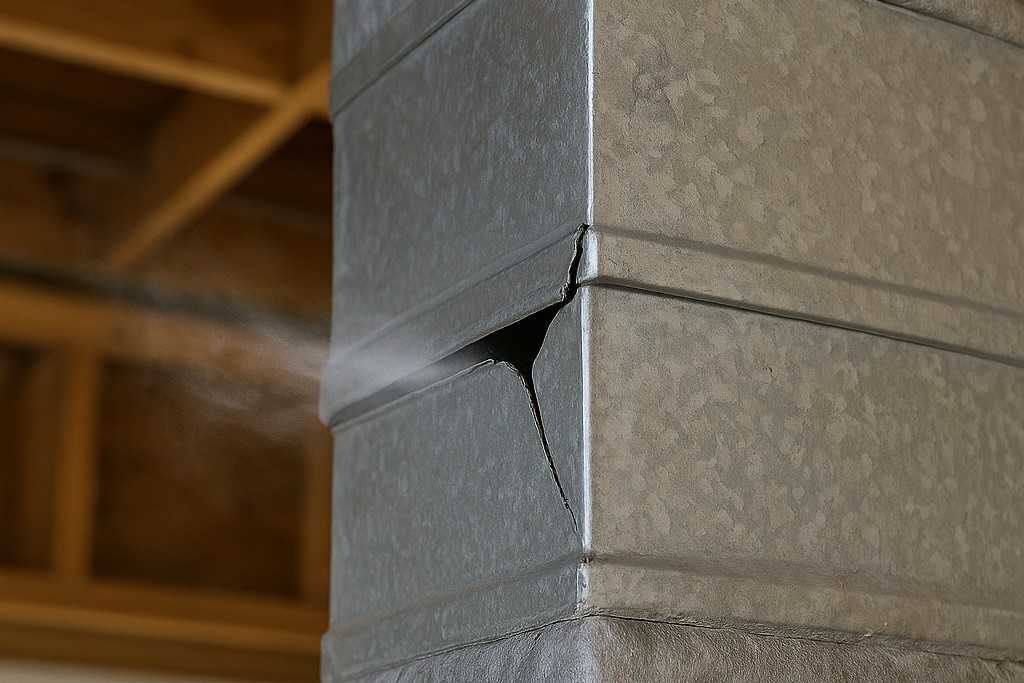Air Leaks from Cracks require air duct repair services