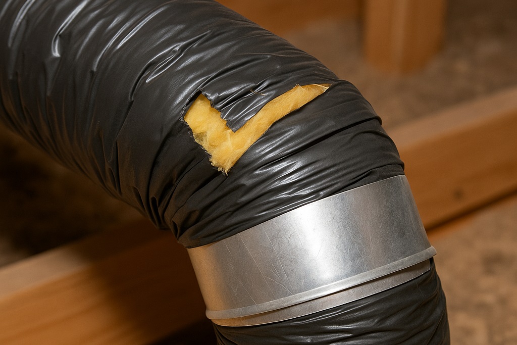 Torn or Punctured Flexible Ducts​ need air duct repair services