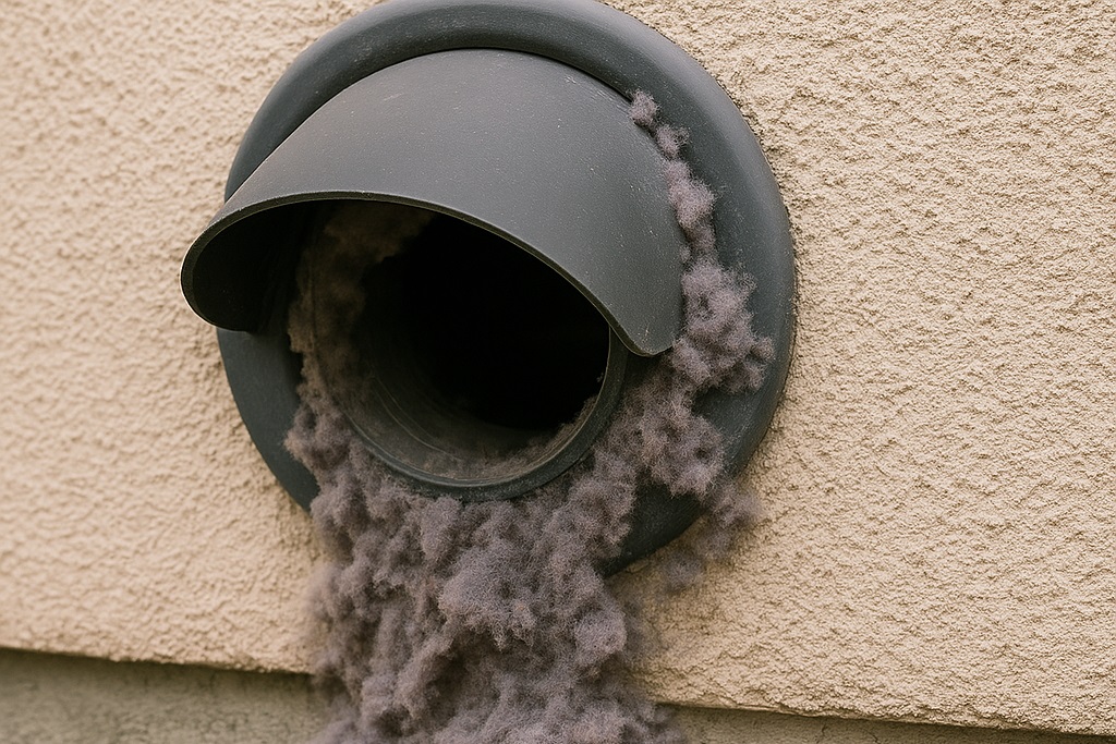 Visible lint or debris around the vent opening​