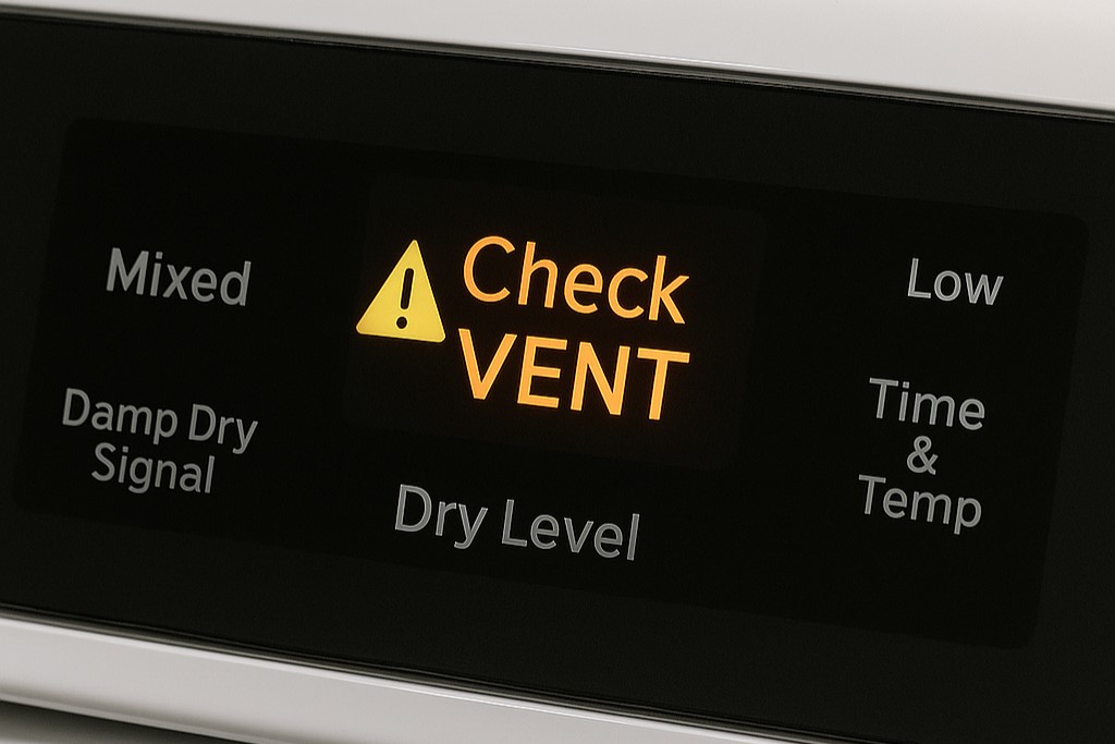 Warning light or error message on newer dryers​