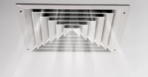 ceiling air vent cleaned and releasing fresh air after professional duct cleaning.
